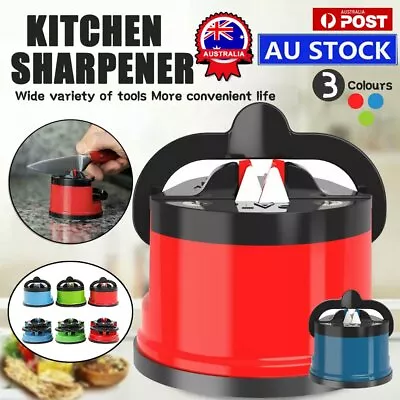 Knife Sharpener Kitchen Easy Quick Suction Base Sharp Knives Blades Scissors GV • $8.95