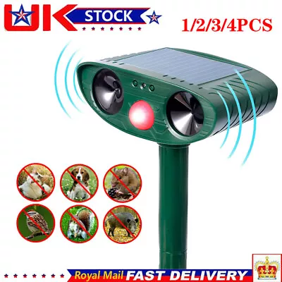 1-4 Ultrasonic Solar Cat Dog Repellent Fox Pest Scarer Deterrent Repeller Garden • £10.99