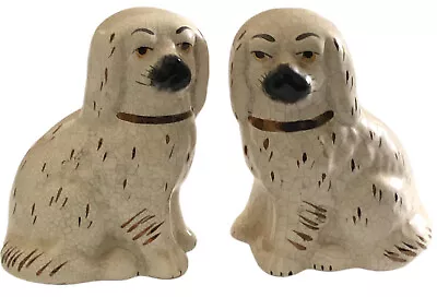 Gorgeous Rare English Beswick Staffordshire White Spaniel Mantle Dog Pair 4” • £288.58