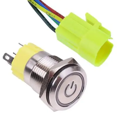 Power 16mm Vandal Resistant Push Button Switch 3V 12V 24V • £3.79