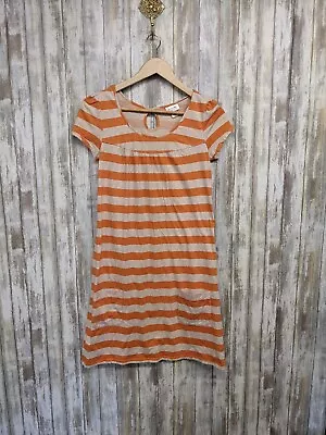Mossimo Women's T-shirt Tunic Dress  Orange Striped Short Sleeve Pockets  • $18
