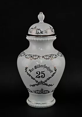 A-9240338 Silver Wedding Porcelain Vase Lid Vase Antique H33cm • $180.11