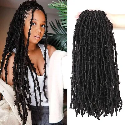 Butterfly Locs Crochet Hair Faux Locs Soft Curly Braids Hair 18 Inch 8 Pack 1B • £33.99