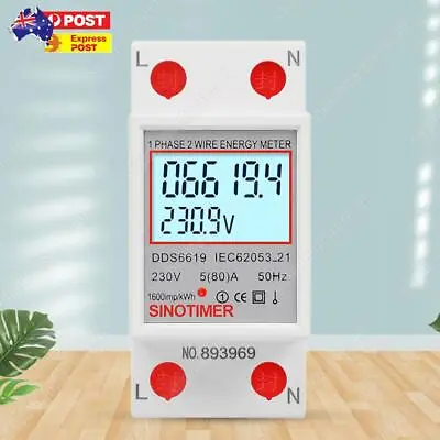 Digital Electricity Usage Monitor Din Rail 220V 230V KWH Electric Meter 50 60Hz • $14.89