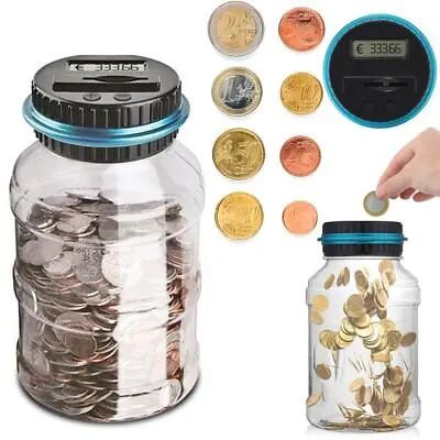 Digital Coin Counter LCD Display Jumbo Jar Sorter Money Box Counts Coins • £10.30