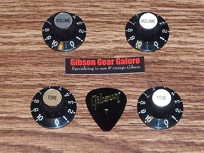 Epiphone Les Paul Knobs Set Witch Hat Top Black Silver Guitar Parts SG Custom S • $37.99