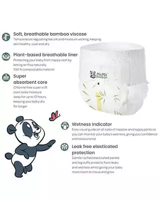 Mama Bamboo Size 5 Nappy Pants 18 Pack 100% Biodegradable Soft Nappies • £6.99