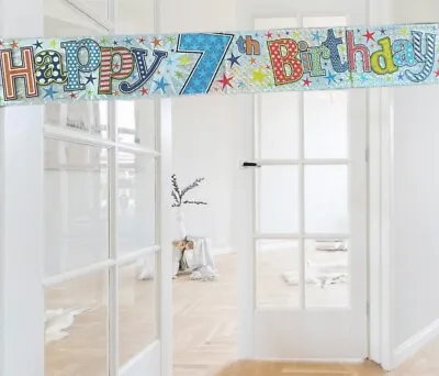 9ft Age Seven Today Birthday Wall Banner. 7th Boys Birthday Party Decorations • £2.75