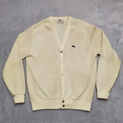 Vintage Steeplechase Cardigan Sweater Mens XL Pale Yellow Casual Button Pockets  • $20.98