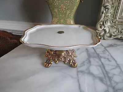 $29.99 • Buy Vintage Andrea By Sadek Ornate Cast Brass Pedestal Plate With Gold Trim ~ Japan