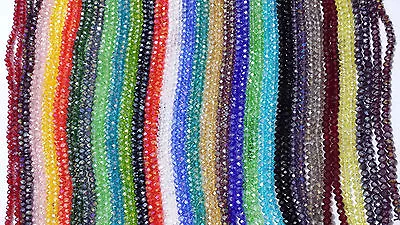 100 Faceted Rondelle Crystal Glass Beads Loose Beads  4mm  Jewelery Making • £1.79