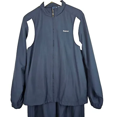 Vintage REEBOK Jogging Track Suit Wind Breaker 2PC Set Blue Jacket Pants Medium • $49.99