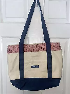 Vineyard Vines Tote Bag Saratoga Pattern Flags And Anchors Pink 1743-Z • $24.95
