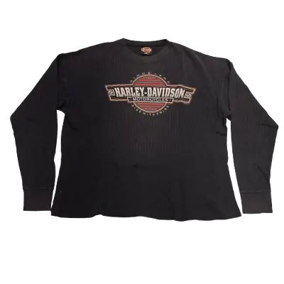 $62.50 • Buy Vintage Harley Davidson Mens Long Sleeve Thermal Shirt Navy Blue XL Rochester MN