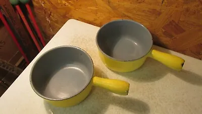 2 Vintage Descoware Yellow Cast Iron Soup Bowls • $24.99
