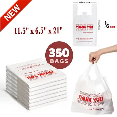 350ct Large 12 X6 X21  Thank You T-shirt Plastic Grocery Shopping Bags Carry Out • $22.87