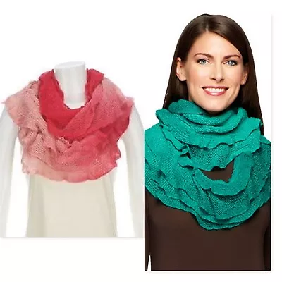 Amiee Lynn Ombre Ruffle Infinity Scarf NWT Pink Or Emerald MSRP $27.75 • $9.99