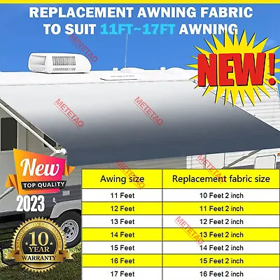 Weatherproof Vinyl RV Awning Fabric Replacement 8-22ft Outdoor Canopy For Camper • $128.65