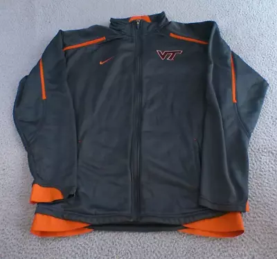 Virgina Tech Hokies Jacket Men's Medium Gray Orange Full Zip NCAA Sports Nike • $24.88