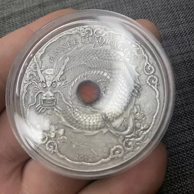 2012 Togo 1500 Francs Year Of The Dragon. 2oz CFA  Antiqued Silver Coin RARE • $310