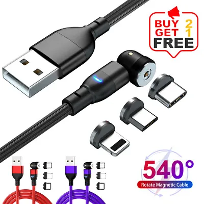 540° Magnetic Fast Charging Cable Phone Charger For IPhone Type C Micro USB • $3.67