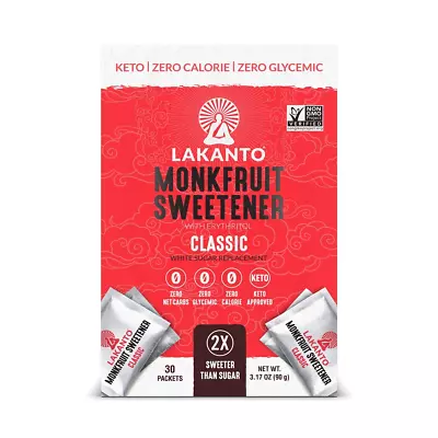 Monk Fruit Sweetener Packets Zero Calorie Glycemic Carbs 30ct • $9.99