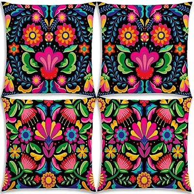 Mexican Dia De Los Muertos Throw Pillow Covers 18x18 Set Of 4 Mexico Fiesta P... • $27.17