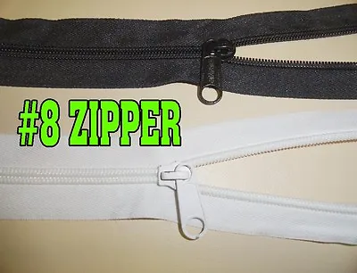 #8 Coil Marine Zipper Sliders Single And Double Pull Upholstery By The Yard • $10