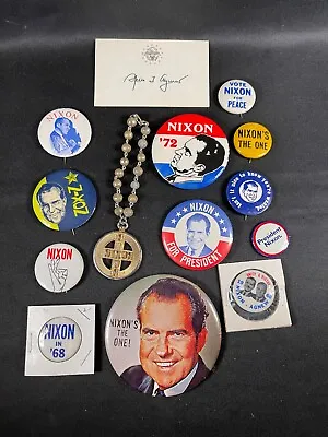 Vintage Nixon Presidential Campaign Pin Button Jewelry Signed Agnew Card 4451 • $28
