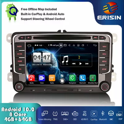 8-Core Car Stereo Android 10 Sat Nav For VW Passat Golf MK 5/6 Tiguan Jetta Polo • £201.90