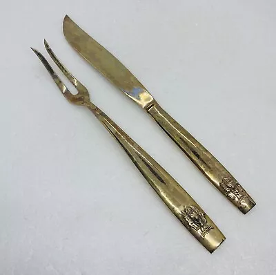 Rare 1960s Siam Bronze Meat Carving Fork Knife Set Elephant Handle Thailand 29 • $23.72