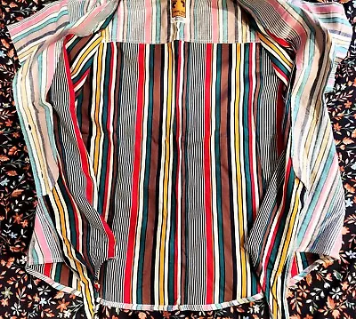 Vintage Hang Ten Gold Stripe Shirttail Hemline Button Down Women's Sz Small  • $24.88