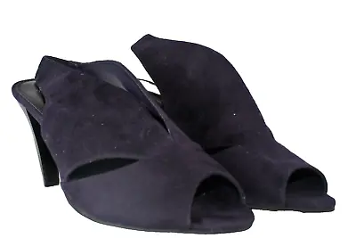 Fiona Womens Slingback Heels Size 7.5M Purple Peep Toe Pumps Fabric Upper • $7