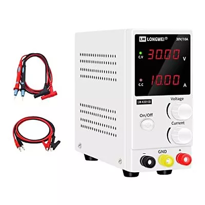 LOGNWEI ® DC Power Supply Variable 30V 10A Bench Power Supply 4-Digital LED • £58.74