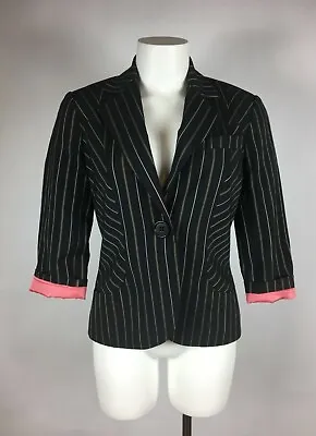 TRINA TURK - Classic Stripe Black Jacket With Roll-up Cuffs - Size 2 • $25