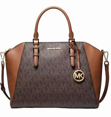 Michael Kors Ciara Signature Brown & Acorn Logo Satchel Crossbody  Handbag • $47