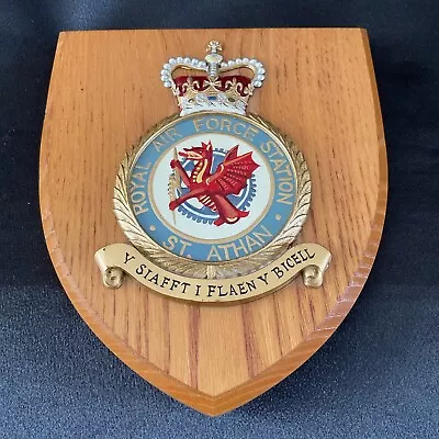 Rare/Vintage Royal Air Force RAF St ATHAN Mess Wall Plaque/Shield-Hand-painted • £49.99