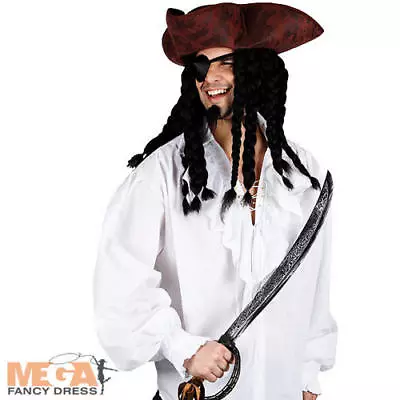 White Pirate Shirt Mens Fancy Dress High Seas Buccaneer Adults Costume Accessory • £11.99