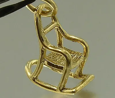 £64.66 • Buy S C045 Genuine 9K Solid Yellow Gold Rocking Chair Maternity Baby Birth Charm 3D