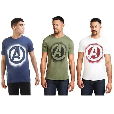 Marvel Avengers Mens T-shirt Stencil Logo XS-2XL Official • £13.99