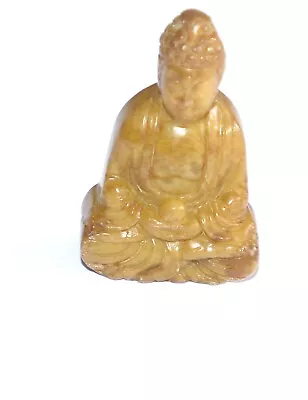 Nephrite Jade Carved Sculpture Seated Shakyamuni  Buddha Praying ( Brown Jade) • £25