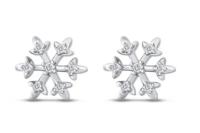 $34.12 • Buy 1/10 Cttw Lab Created Moissanite Daimond Snowflake Stud Earrings Sterling Silver