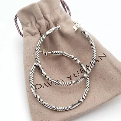 David Yurman Sterling Silver Classic Cable 2'' Inch Hoop Earrings • $219.99