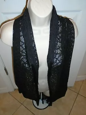 NEW~Meghan Fabulous-S-Lace Shawl Collar Open Front Fringed Vest- Ivory  • $7.50