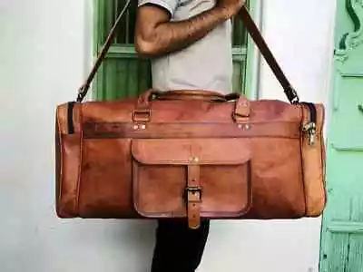 30  Genuine Leather Very Large Vintage Duffel Travel Gym Weekend Overnight Bag • $68