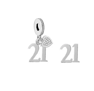 21st Birthday Celebration 925 Sterling Silver 21st Birthday Dangle Charm Bead L • £16.99