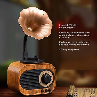 AS70 Retro Speaker Vintage FM Stereo Radio Gramophone Support USB • $45.87