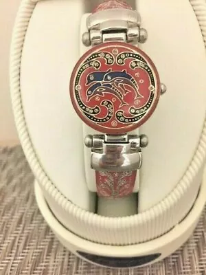  RARE   Vivani Ladies Quartz Watch   Enamel   Cuff Bracelet   New Battery  • $45