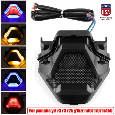 Integrated LED Tail Light Turn Signal For YAMAHA MT07 MT03 MT25 YZF R3 R25 LC150 • $29.58