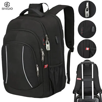 17.3  Laptop Backpack Anti Theft USB Waterproof Rucksack Men Travel School Bag • £17.99